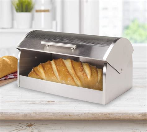 oggi roll top bread box stainless steel|brushed stainless steel bread box.